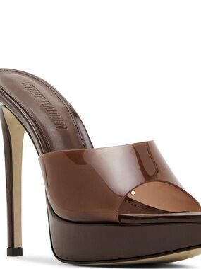 Steve Madden Motel Clear Brown Platform Dress Sandals